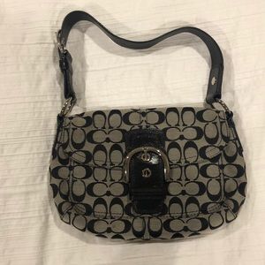 Coach bag. Black with patent leather strap